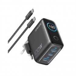 Anker Charger (100W, 3 Ports, Smart Display) with USB-C Cable