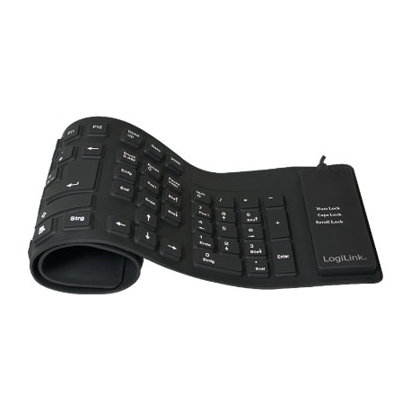 Logilink | Flexible waterproof Keyboard USB + PS/2 | ID0019A | Flexible keyboard | Wired | DE | Black