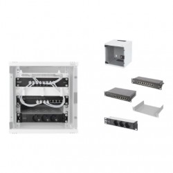 Digitus 10" Network Set, 6U cabinet, shelf, PDU, 8-port switch, CAT 6 patch panel, Grey | Digitus | Network Set | DN-10-SET-1