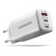 AXAGON GaN wallcharger 3x port (USB-A + 2x USB-C), PD3.0/PPS/QC4+/SFC2.0/AFC/SCP/FCP/Apple, 65W | ACU-DPQ65W