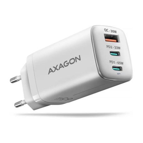 AXAGON GaN wallcharger 3x port (USB-A + 2x USB-C), PD3.0/PPS/QC4+/SFC2.0/AFC/SCP/FCP/Apple, 65W | ACU-DPQ65W