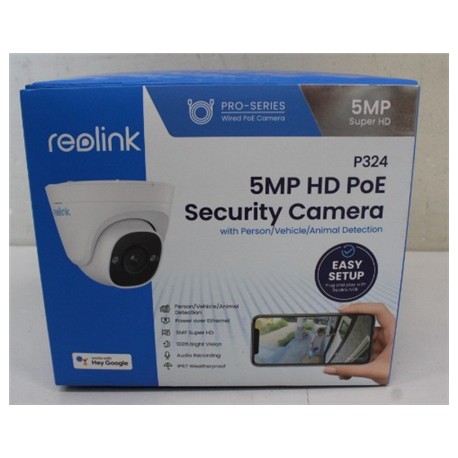SALE OUT. Reolink | IP Camera with Accurate Person and Vehicle | P324 | 18 month(s) | Dome | 5 MP | 2.8 mm | IP66 | H.264 | Micr