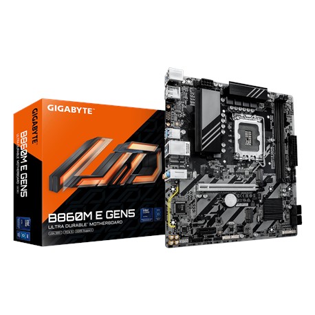 Gigabyte B860M E GEN5 | Processor family Intel | Processor socket LGA1851 | DDR5 | Number of SATA connectors 4 | Supported hard 