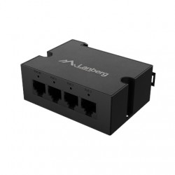 Lanberg Switch PoE Extender 1xIn 3xOut Fast Ethernet Din Rail at 30W metal clips | DIN-FE4-AT-30W