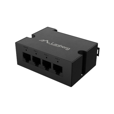 Lanberg Switch PoE Extender 1xIn 3xOut Fast Ethernet Din Rail at 30W metal clips | DIN-FE4-AT-30W