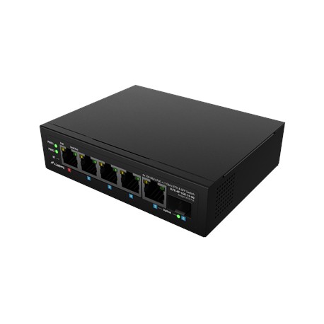 Lanberg Switch PoE 1xBT 3xAT SFP/ETH Din Unmanagment Fast Ethernet | ILFE-4P-1GE-1S-90