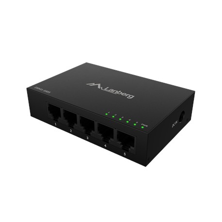 Lanberg Switch 5x1GB/s Unmanagment Gigabit Ethernet Desktop 12V metal case | DSM1-1005 | Unmanaged | Desktop