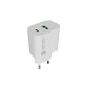 Natec Ribera USB Charger 1X USB-A + 1X USB-C 20W, White