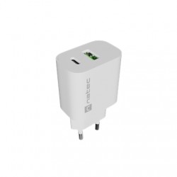 Natec Ribera USB Charger 1X USB-A + 1X USB-C 20W, White