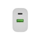 Natec Ribera USB Charger 1X USB-A + 1X USB-C 20W, White