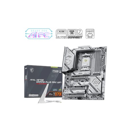 MSI MAG X870E GAMING PLUS MAX WIFI | Processor family AMD | Processor socket AM5 | DDR5 | Supported hard disk drive interfaces S