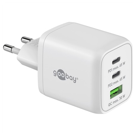 Goobay 65 W USB-C PD GaN Multiport Fast Charger Nano, White | Goobay | 65 W USB-C PD GaN Multiport Fast Charger Nano