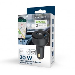 MOBILE CHARGER CAR USB 2PORT/TA-UC-AC2PD30LCD-CAR01 GEMBIRD