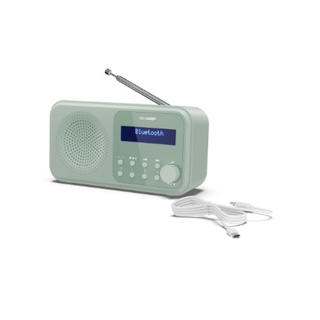 Sharp DR-P420(GN) Tokyo Portable Digital Radio, FM/DAB/DAB+, Bluetooth 5.0, USB or Battery Powered, Aquamarine Green | Sharp