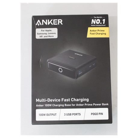 SALE OUT. Anker Prime Charging Base for Power Bank, 100W | A1902311 | Black | UNPACKED, DAMAGED PACKAGING, SCRATCHED