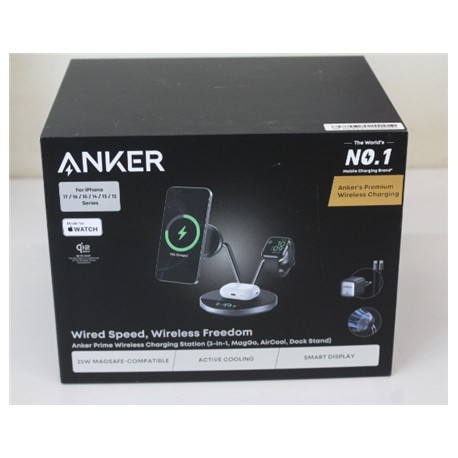 SALE OUT. Anker Prime Wireless Charging Station Qi2.2 25W wireles charging (3-in-1, MagGo, AirCool, Dock Stand) PSU added | UNPA