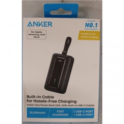 Anker Power Bank with Built-In USB-C Cable | A1688H11 | 10000 mAh | Black | DAMAGED PACKAGING