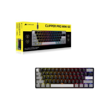 CORSAIR CLIPPER PRO MINI 60 Hall Effect Gaming Keyboard, Backlit RGB LED, CORSAIR MGX Core, Black PBT DS Keycaps | Corsair