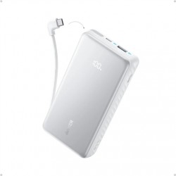 Anker Power Bank 22.5W, Built-In USB-C Cable | Zolo | 20000 mAh | USB-C | White