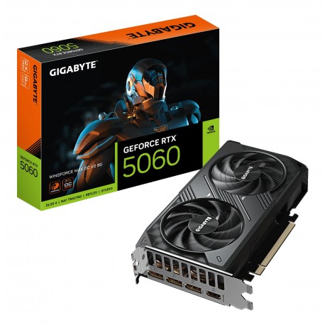 Graphics Card|GIGABYTE|NVIDIA|GeForce RTX 5060|2512 MHz|8 GB|GDDR7|128 bit|PCI Express 5.0|Active|GV-N5060WF2MAXOCV2-8GD