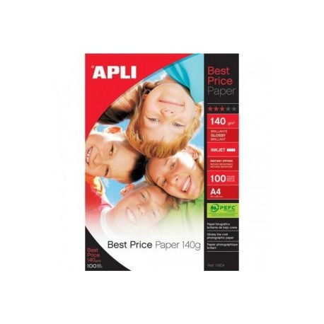 Foto popierius APLI BEST PIRCE, A4, 140 g/m2, 100 lapų. Rašaliniam spausdintuvui