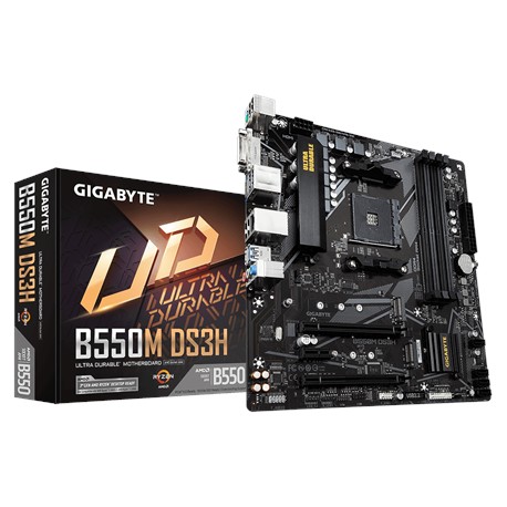 Gigabyte B550M DS3H 1.0 Processor family AMD, Processor socket AM4, DDR4 DIMM, Memory slots 4, Number of SATA connectors 4 x SAT
