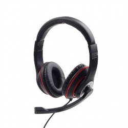 Gembird Stereo headset MHS-03-BKRD Built-in microphone, Headband/On-Ear, 3.5 mm jack, Black colour with red ring