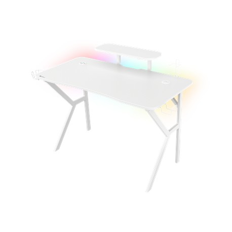 Genesis Gaming Desk Holm 320 RGB Headphone holder, Cup holder, Gamepad holder, Monitor shelf, Organizer cables, White