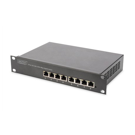 Digitus 8-port Gigabit Ethernet Switch DN-80114 10/100/1000 Mbps (RJ-45), Unmanaged, Rack mountable, Power supply type Internal,