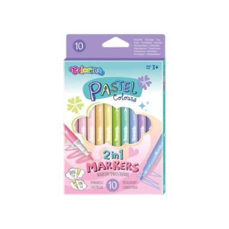 Flomasteriai dvipusiai Colorino Pastel 10 pastelinių spalvų