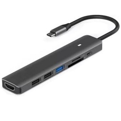Adapteris USB Type-C - HDMI, 3x USB Type-A, SD, TF, USB Type-C PD100W