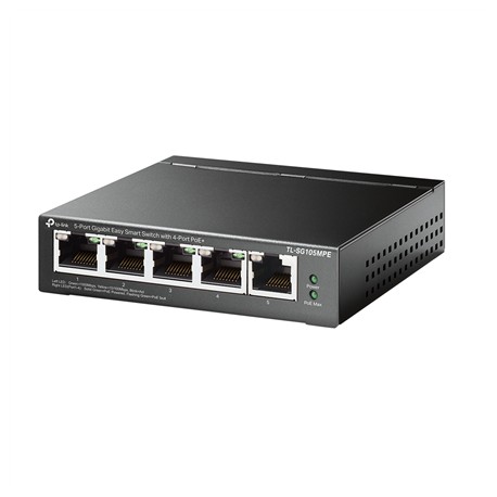 TP-LINK 5-Port Gigabit Easy Smart Switch with 4-Port PoE+ TL-SG105MPE Managed L2, Desktop, Ethernet LAN (RJ-45) ports 5