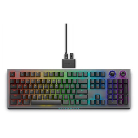 Dell Alienware Tri-Mode AW920K Wireless Gaming Keyboard, RGB LED light, US, Wireless, Dark Side of the Moon, Bluetooth, Numeric 
