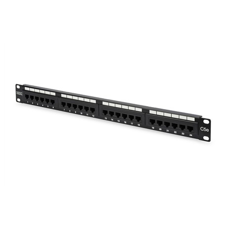 Digitus Patch Panel DN-91524U Black 48.2 x 4.4 x 10.9 cm Category: CAT 5e Ports: 24 x RJ45 Retention strength: 7.7 kg Insertion 