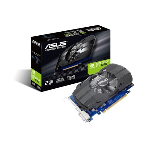 Asus PH-GT1030-O2G NVIDIA 2 GB GeForce GT 1030 GDDR5 PCI Express 3.0 Processor frequency 1531 MHz DVI-D ports quantity 1 HDMI po