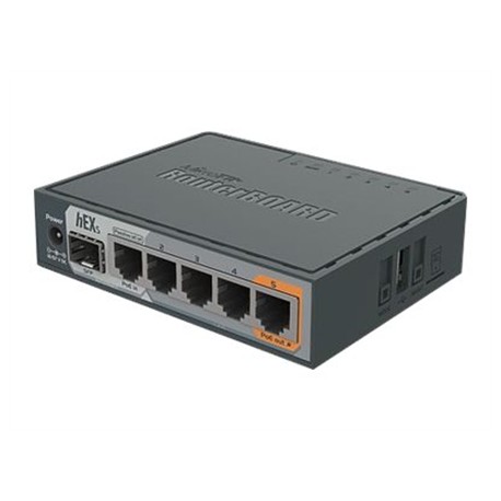 Mikrotik Wired Ethernet Router RB760iGS, hEX S, Dual Core 880MHz CPU, 256MB RAM, 16 MB (MicroSD), 5xGigabit LAN, 1xSFP, USB, IPs