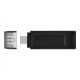 Kingston USB Flash Drive DataTraveler 70 128 GB USB 3.2 Gen 1 Type-C Black