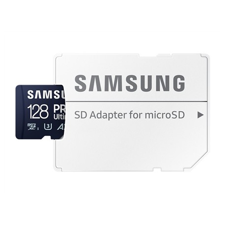 Samsung MicroSD Card PRO Ultimate 128 GB microSDXC Memory Card Flash memory class U3, V30, A2 SD adapter