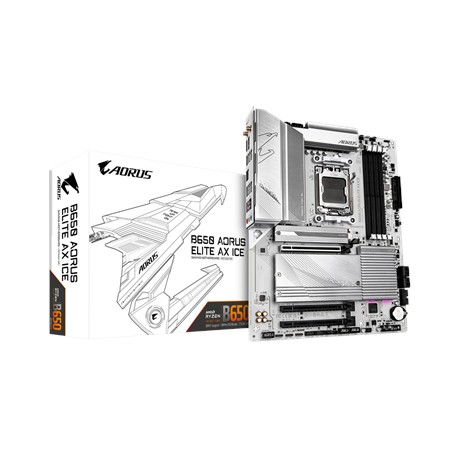 Gigabyte B650 A ELITE AX ICE Processor family AMD Processor socket AM5 DDR5 DIMM Supported hard disk drive interfaces SATA, M.2 