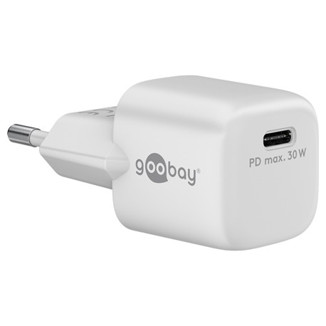 Goobay 59716 USB-C PD GaN Fast Charger Nano (30 W), White Goobay USB-C PD GaN Fast Charger Nano (30 W) 59716