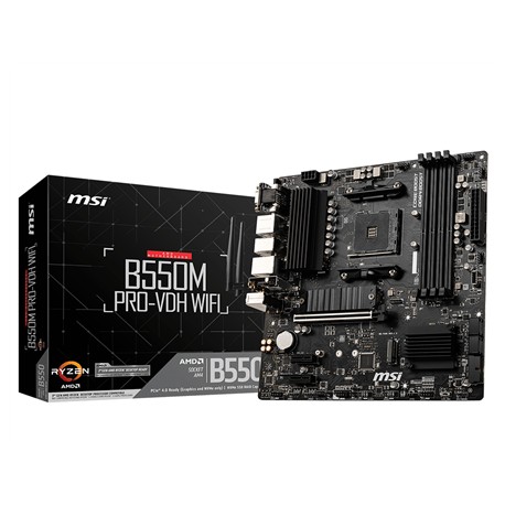 MSI | B550M PRO-VDH WIFI | Processor family AMD | Processor socket AM4 | DDR4 | Memory slots 4 | Number of SATA connectors | Chi