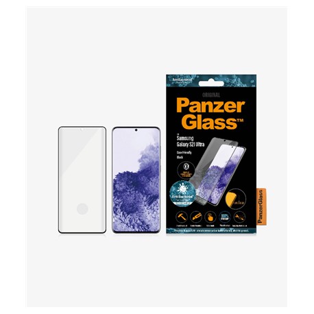 PanzerGlass | Samsung | Galaxy S21 Ultra Series | Antibacterial glass | Black | Case Friendly, Compatible with the in-screen fin