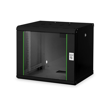 Digitus | Wall Mounting Cabinet | DN-19 09-U-SW | Black | IP protection class: IP20 Front door: Glass door, single opening Cabin