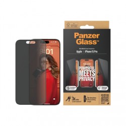 PanzerGlass | Screen protector | Apple | iPhone 15 Pro | Glass | Black | Ultra-Wide Fit w. EasyAligner